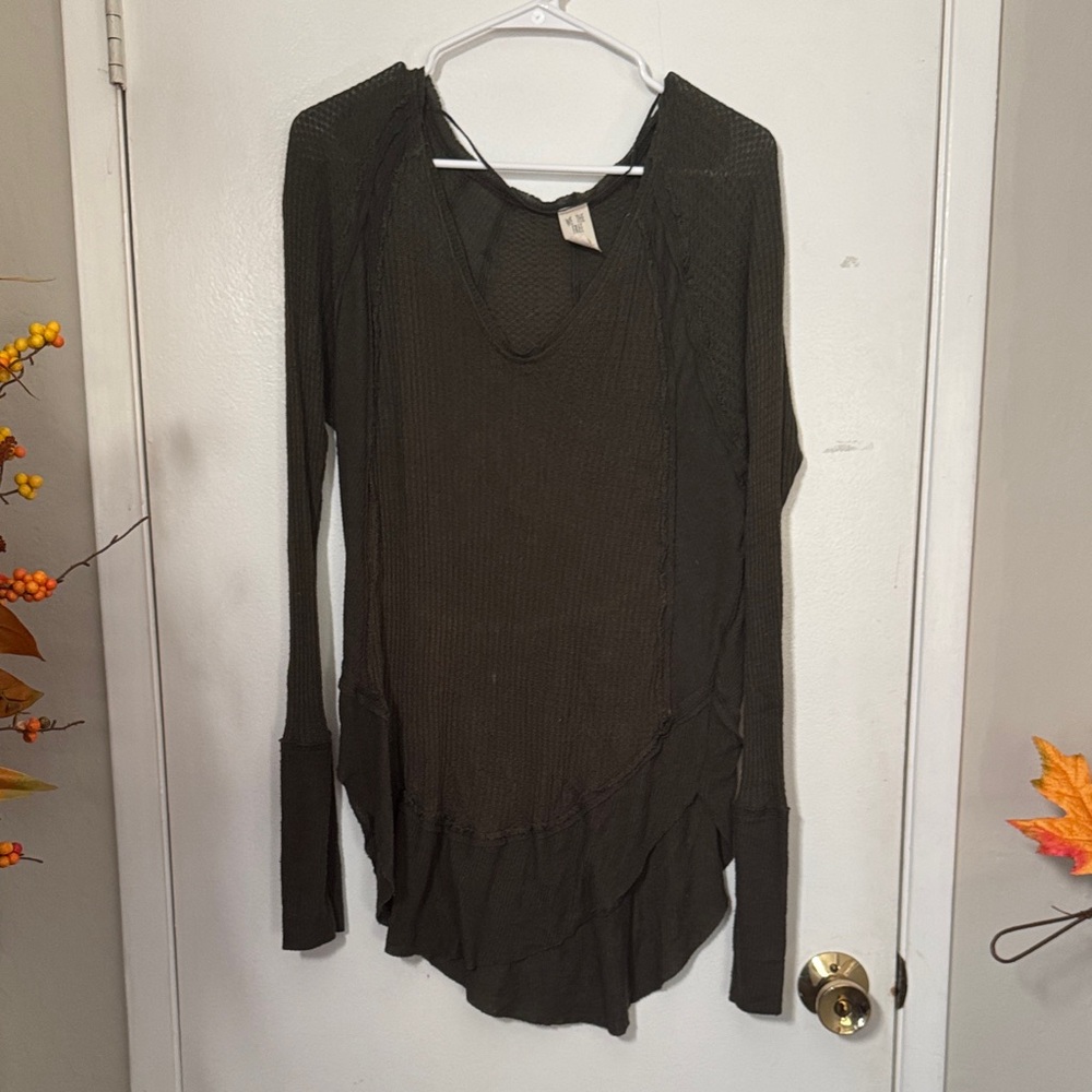 We The Free Dark Olive Long Sleeve Top